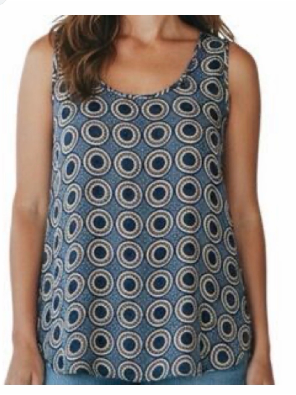 H&M Sleeveless Navy Circle-Print Tank Top